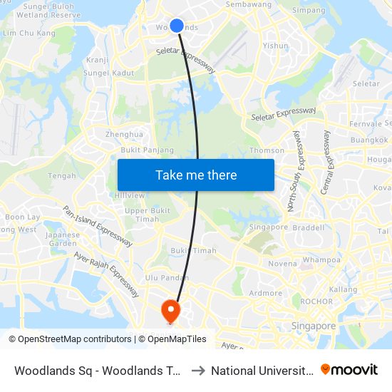 Woodlands Sq - Woodlands Temp Int (47009) to National University Hospital map