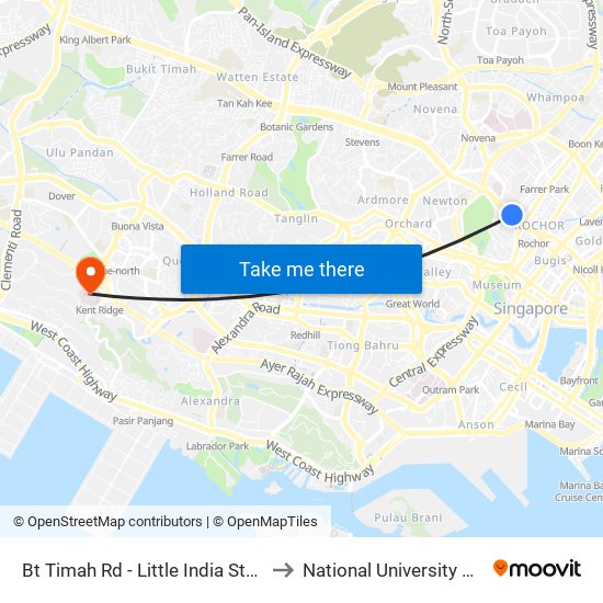 Bt Timah Rd - Little India Stn (40019) to National University Hospital map