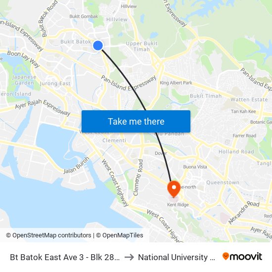 Bt Batok East Ave 3 - Blk 283 (43189) to National University Hospital map