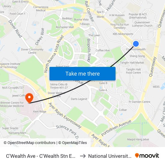 C'Wealth Ave - C'Wealth Stn Exit B/C (11169) to National University Hospital map