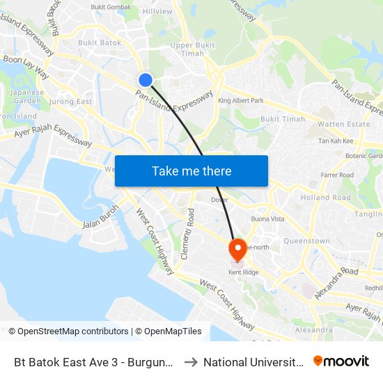 Bt Batok East Ave 3 - Burgundy Hill (42319) to National University Hospital map