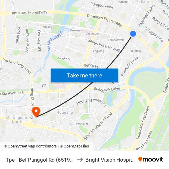 Tpe -  Bef Punggol Rd (65191) to Bright Vision Hospital map