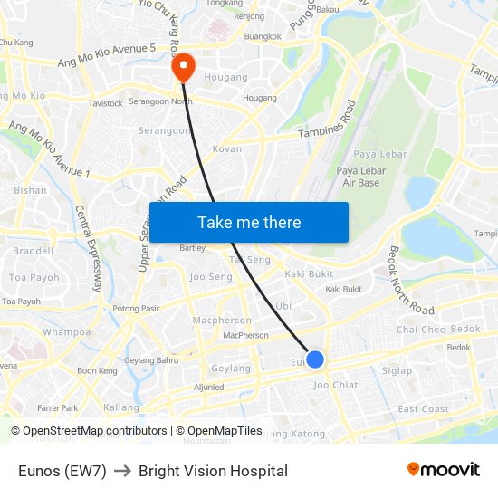 Eunos (EW7) to Bright Vision Hospital map