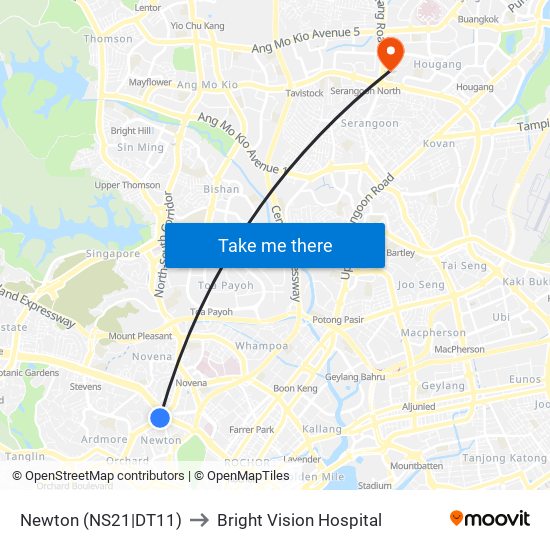 Newton (NS21|DT11) to Bright Vision Hospital map