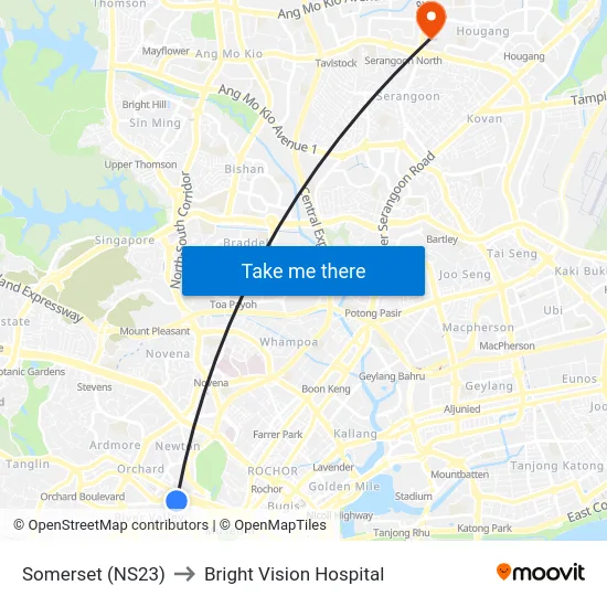 Somerset (NS23) to Bright Vision Hospital map