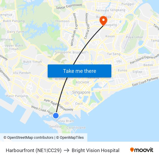 Harbourfront (NE1|CC29) to Bright Vision Hospital map