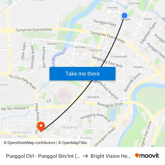 Punggol Ctrl - Punggol Stn/Int (65259) to Bright Vision Hospital map