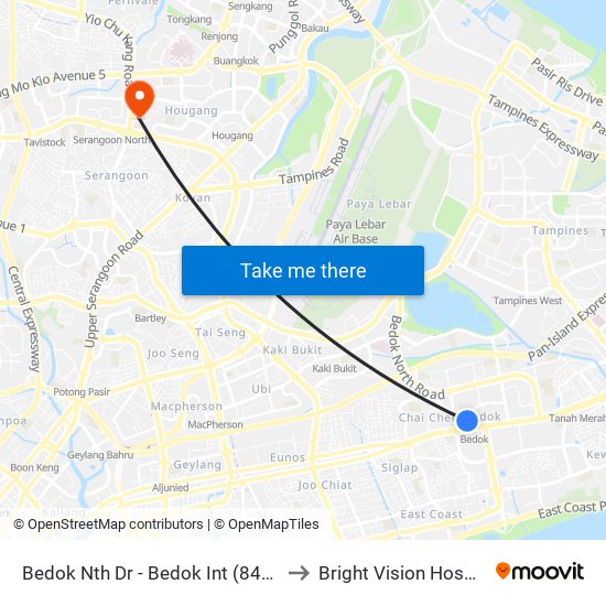 Bedok Nth Dr - Bedok Int (84009) to Bright Vision Hospital map