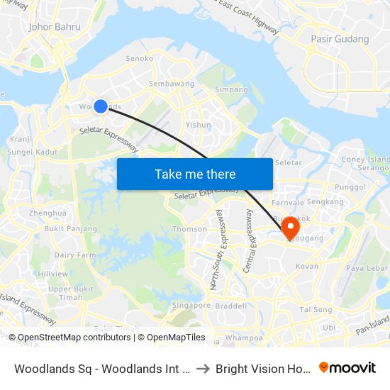 Woodlands Sq - Woodlands Int (46009) to Bright Vision Hospital map