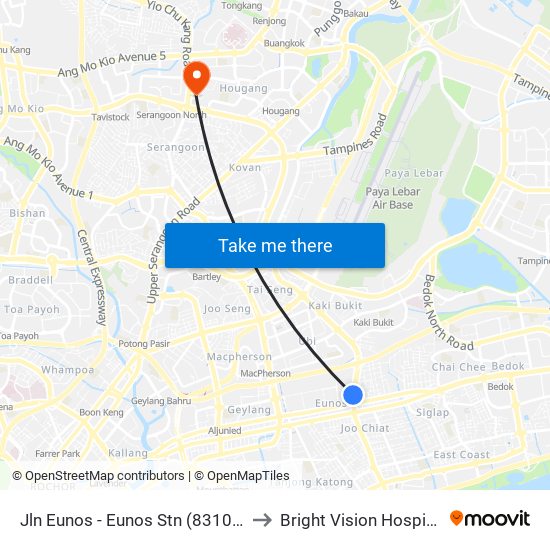 Jln Eunos - Eunos Stn (83101) to Bright Vision Hospital map