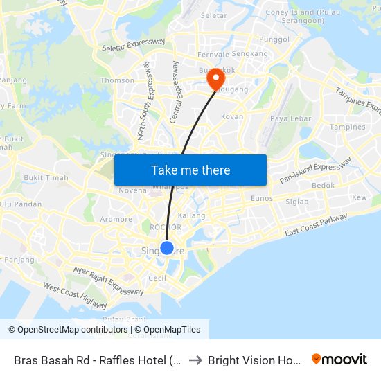 Bras Basah Rd - Raffles Hotel (02049) to Bright Vision Hospital map