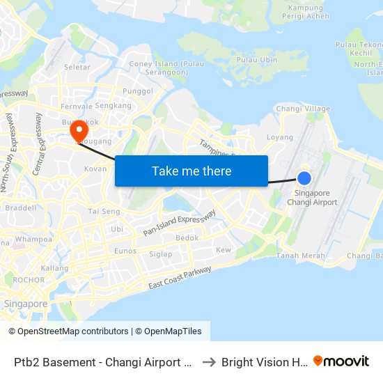 Ptb2 Basement - Changi Airport Ter 2 (95129) to Bright Vision Hospital map