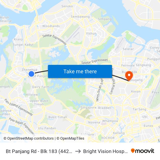 Bt Panjang Rd - Blk 183 (44259) to Bright Vision Hospital map