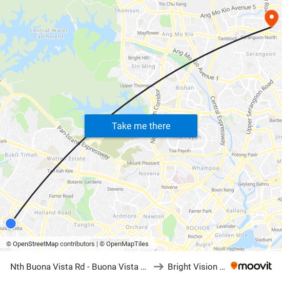 Nth Buona Vista Rd - Buona Vista Stn Exit D (11369) to Bright Vision Hospital map