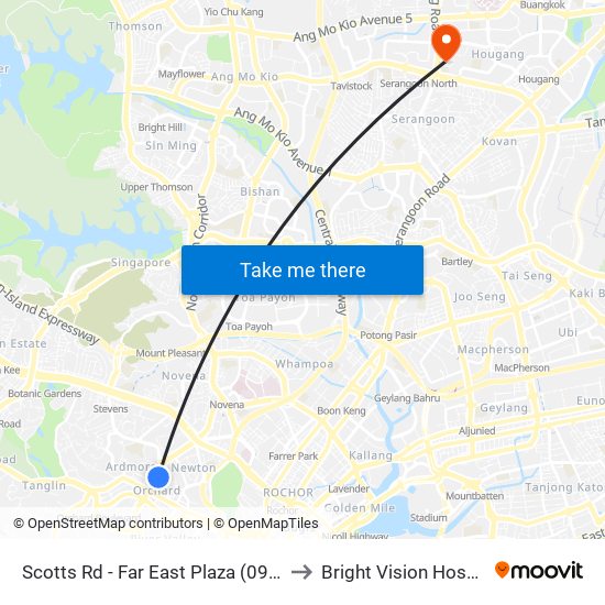 Scotts Rd - Far East Plaza (09219) to Bright Vision Hospital map