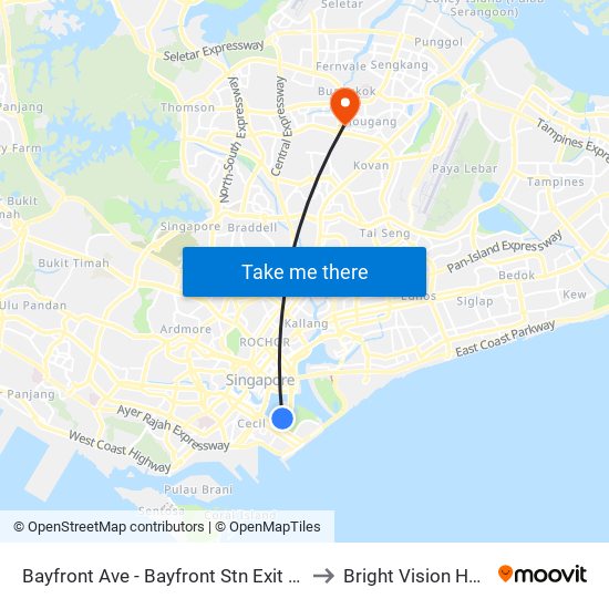 Bayfront Ave - Bayfront Stn Exit A (03519) to Bright Vision Hospital map