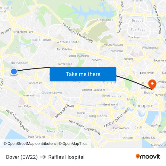 Dover (EW22) to Raffles Hospital map