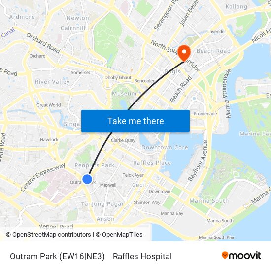 Outram Park (EW16|NE3) to Raffles Hospital map