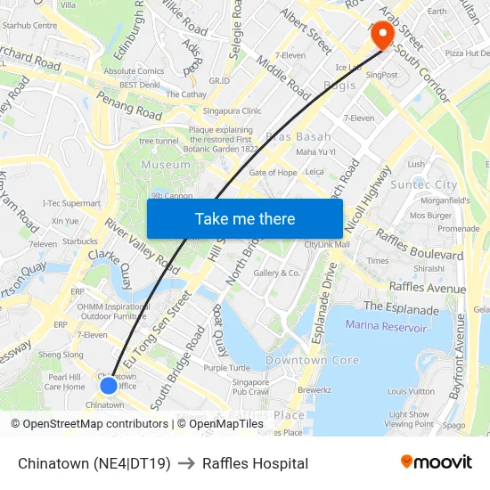 Chinatown (NE4|DT19) to Raffles Hospital map