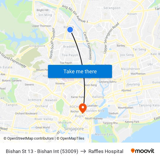 Bishan St 13 - Bishan Int (53009) to Raffles Hospital map