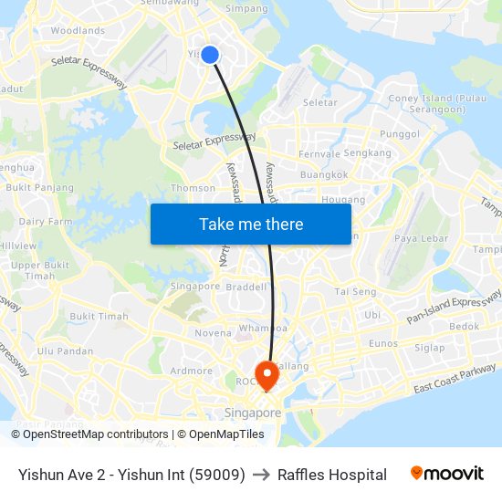 Yishun Ave 2 - Yishun Int (59009) to Raffles Hospital map