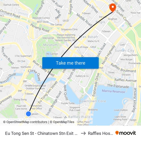 Eu Tong Sen St - Chinatown Stn Exit C (05013) to Raffles Hospital map