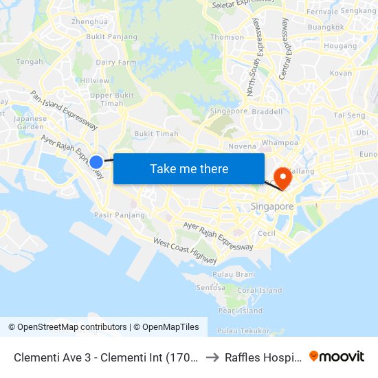 Clementi Ave 3 - Clementi Int (17009) to Raffles Hospital map