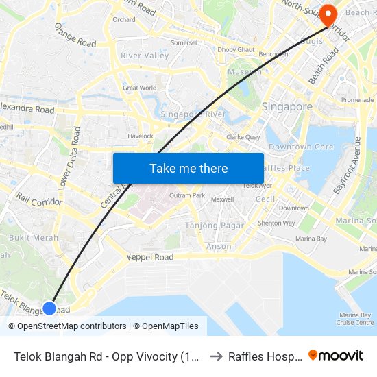 Telok Blangah Rd - Opp Vivocity (14119) to Raffles Hospital map