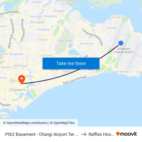 Ptb2 Basement - Changi Airport Ter 2 (95129) to Raffles Hospital map