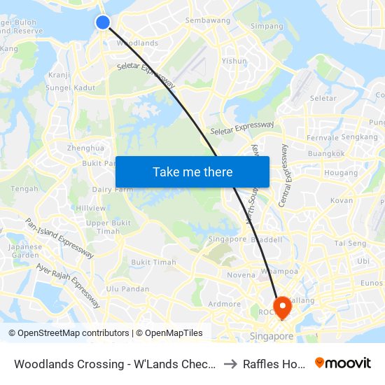 Woodlands Crossing - W'Lands Checkpt (46109) to Raffles Hospital map