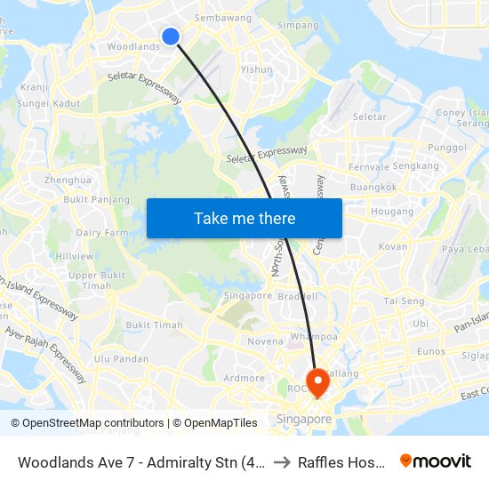 Woodlands Ave 7 - Admiralty Stn (46779) to Raffles Hospital map