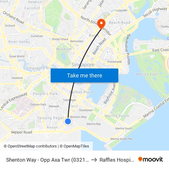 Shenton Way - Opp Axa Twr (03217) to Raffles Hospital map