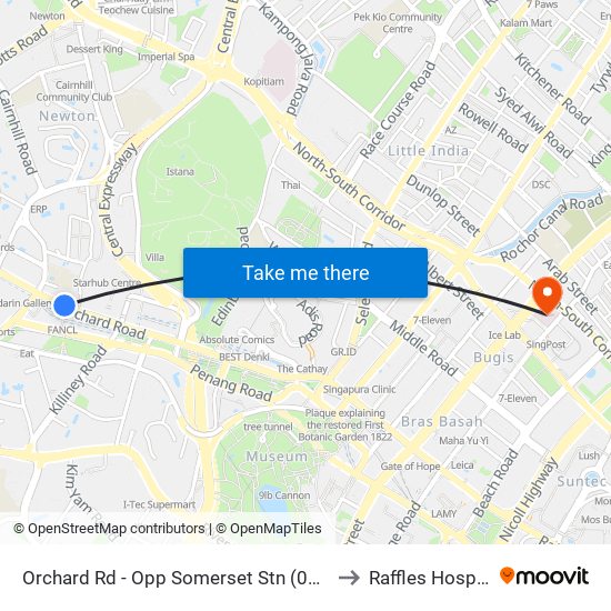 Orchard Rd - Opp Somerset Stn (09038) to Raffles Hospital map