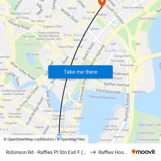 Robinson Rd - Raffles Pl Stn Exit F (03031) to Raffles Hospital map