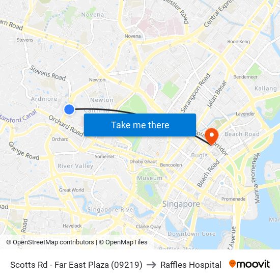 Scotts Rd - Far East Plaza (09219) to Raffles Hospital map