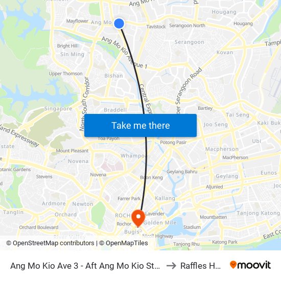 Ang Mo Kio Ave 3 - Aft Ang Mo Kio Stn Exit A (54261) to Raffles Hospital map