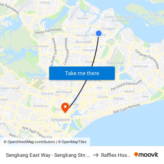 Sengkang East Way - Sengkang Stn (67409) to Raffles Hospital map