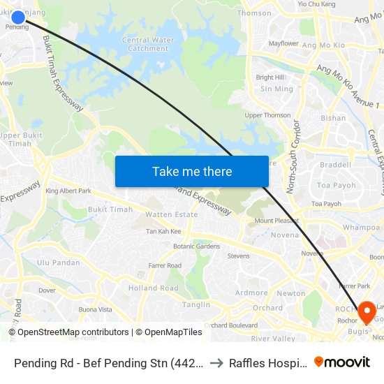 Pending Rd - Bef Pending Stn (44229) to Raffles Hospital map