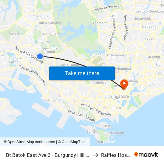 Bt Batok East Ave 3 - Burgundy Hill (42319) to Raffles Hospital map