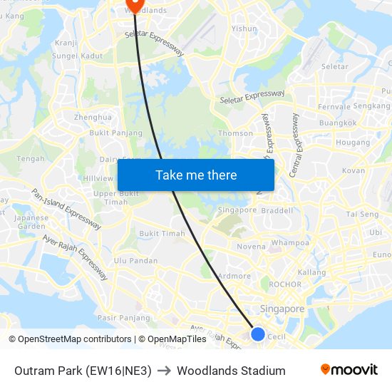 Outram Park (EW16|NE3) to Woodlands Stadium map