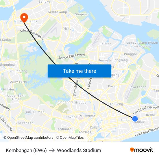 Kembangan (EW6) to Woodlands Stadium map