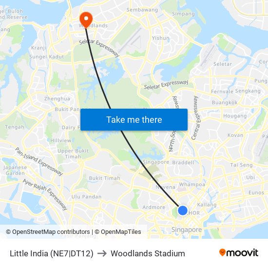 Little India (NE7|DT12) to Woodlands Stadium map