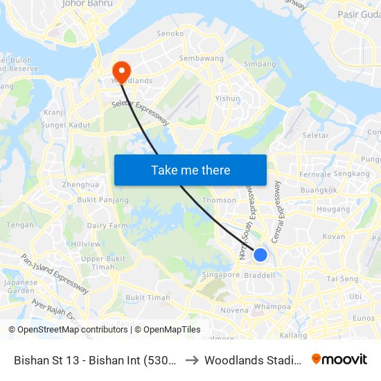 Bishan St 13 - Bishan Int (53009) to Woodlands Stadium map