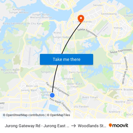 Jurong Gateway Rd - Jurong East Int (28009) to Woodlands Stadium map