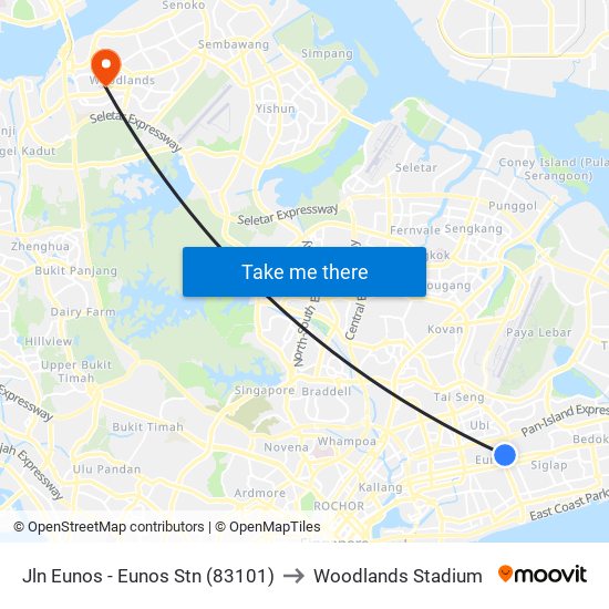 Jln Eunos - Eunos Stn (83101) to Woodlands Stadium map