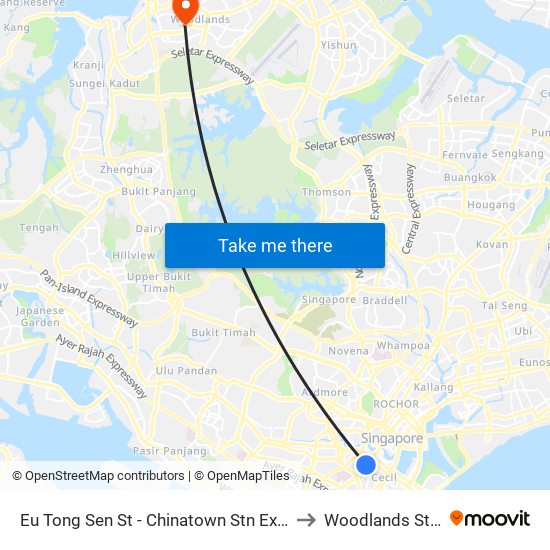 Eu Tong Sen St - Chinatown Stn Exit C (05013) to Woodlands Stadium map