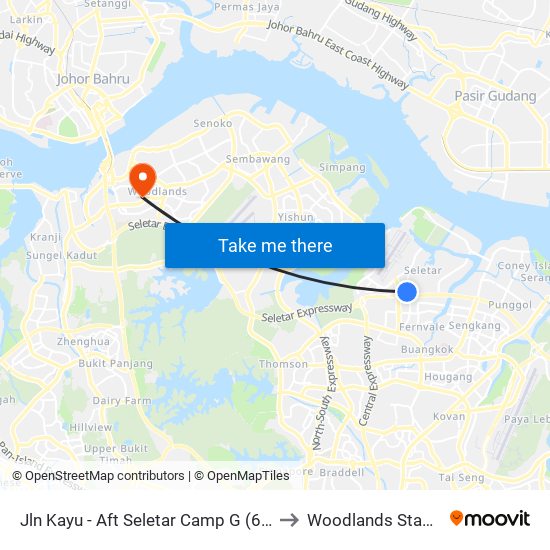 Jln Kayu - Aft Seletar Camp G (68119) to Woodlands Stadium map