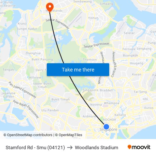 Stamford Rd - Smu (04121) to Woodlands Stadium map