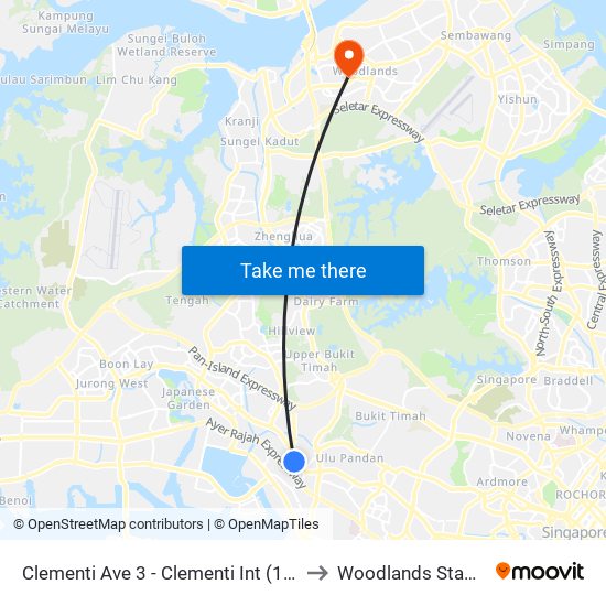 Clementi Ave 3 - Clementi Int (17009) to Woodlands Stadium map