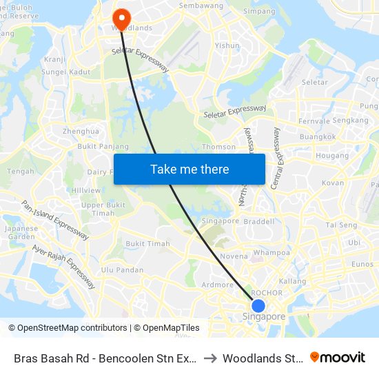 Bras Basah Rd - Bencoolen Stn Exit B (08069) to Woodlands Stadium map